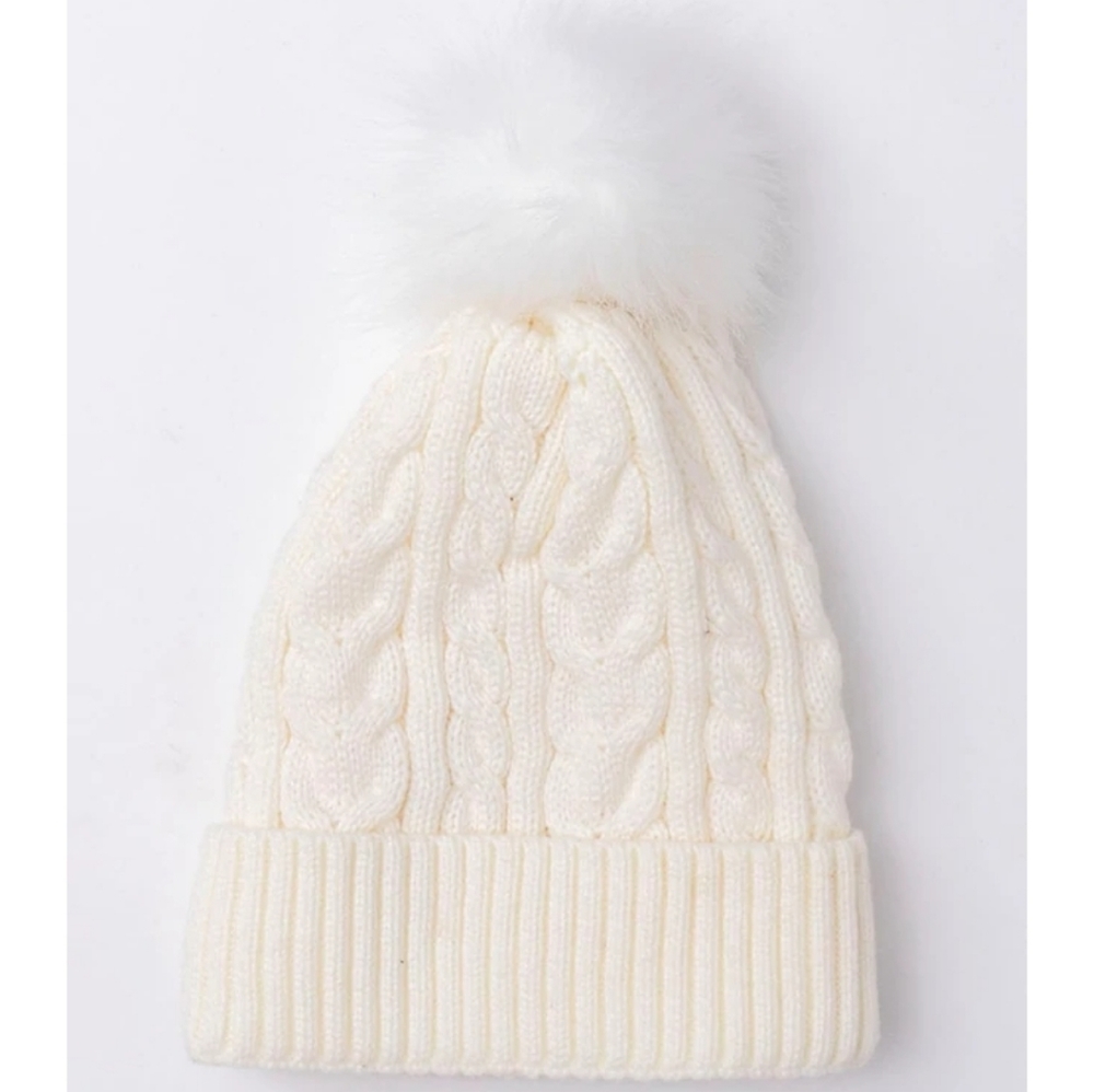 Pink Lily Ivory Beanie